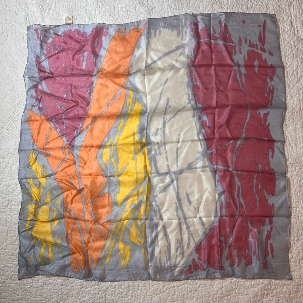 Vintage Abstract Design Large Square Colorful Silk Scarf  31x31 New UNIQUE